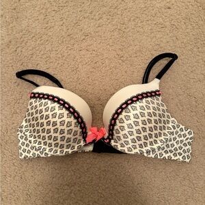 VS Victoria's Secret Black and White Bra with Pink Accents